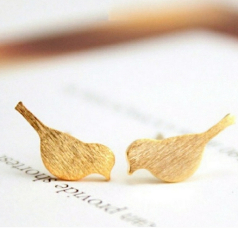 925 Silver Rose Gold Bird Stud  Earrings - Picture 3 of 6